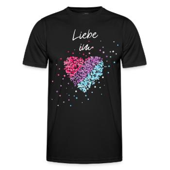 Love in the heart Bisexual Bisexuality Gay Homo - Men's Functional T-Shirt - black - Front - AI Model Male 178 dark (178cm)