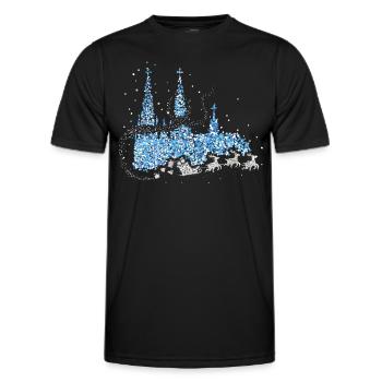 Cologne Cathedral Cologne Kölle Santa Claus Reindeer - Men's Functional T-Shirt - black - Front - AI Model Male 178 dark (178cm)