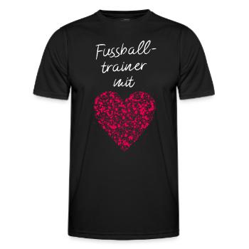 Fußballtrainer mit Herz Fußball Fußballspiele - Männer Funktions-T-Shirt - Schwarz - Vorne - AI Model Male 178 dark (178cm)