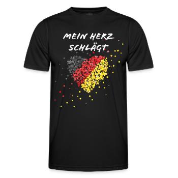 Deutschlandfahne Herzschlag Deutschlandfan - Männer Funktions-T-Shirt - Schwarz - Vorne - AI Model Male 178 dark (178cm)
