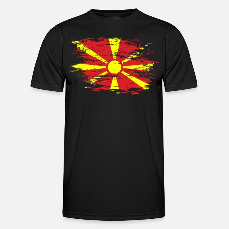 Drapeau de la Macédoine utilisé T-shirt sport Homme
