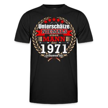 Unterschätze NIE einen Mann, der 1971 geboren ist! - Männer Funktions-T-Shirt - Schwarz - Vorne - AI Model Male 178 dark (178cm)