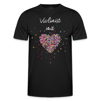 Violinist mit Herz Geige Musiklehrer Musikschule - Männer Funktions-T-Shirt - Schwarz - Vorne - AI Model Male 178 dark (178cm)