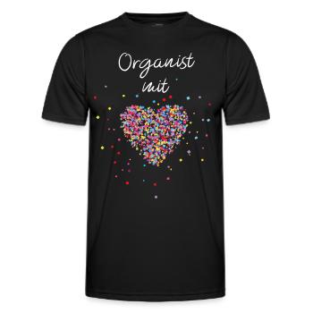 Organist mit Herz Orgel Musiklehrer Musikschule - Männer Funktions-T-Shirt - Schwarz - Vorne - AI Model Male 178 dark (178cm)