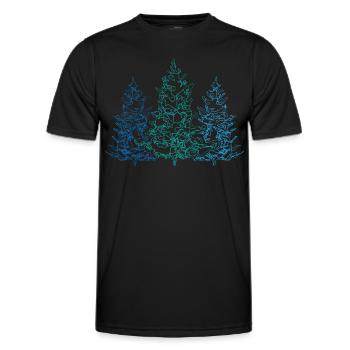 Line Art Schwarzwald Tannenbaum Forstwirtschaft - Männer Funktions-T-Shirt - Schwarz - Vorne - AI Model Male 178 dark (178cm)