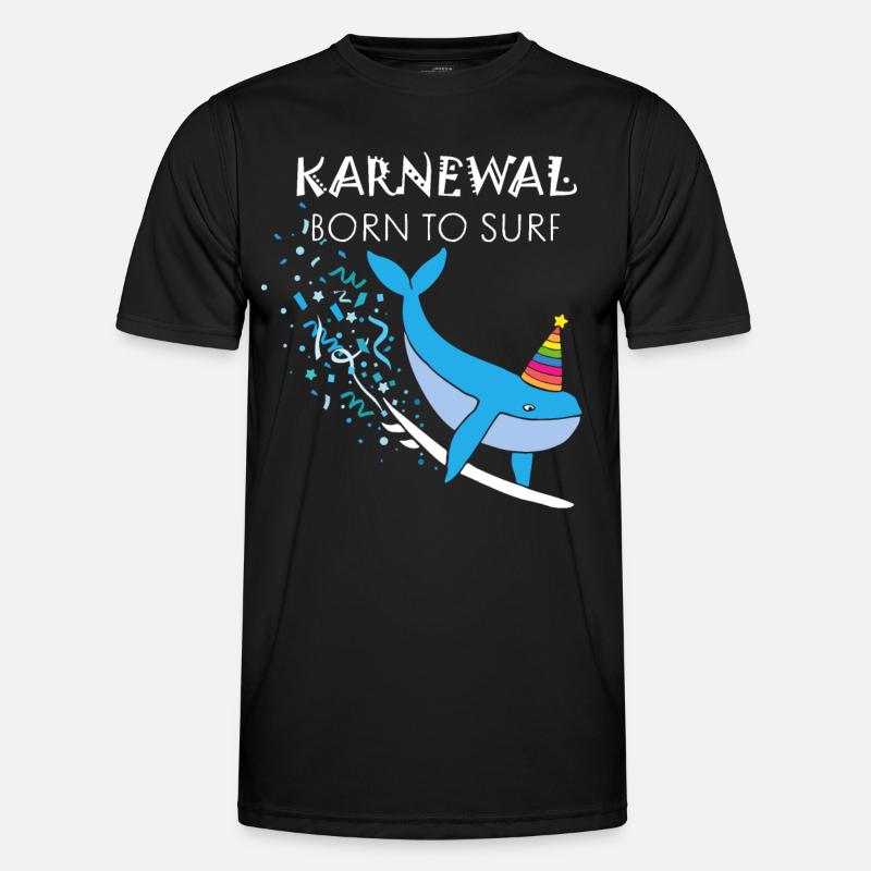 Carnival, Confetti, Surfing, Beach Vacation, Surfboard - Men's Functional T-Shirt - black