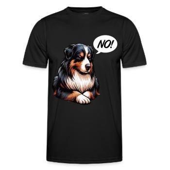 Pas de berger australien Aussie Propriétaire d’un Aussie - T-shirt sport Homme - noir - Devant - AI Model Male 178 dark (178cm)