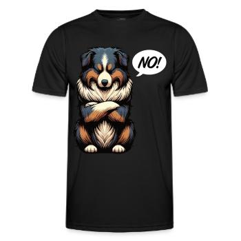 Pas de berger australien Aussie Propriétaire d’un Aussie - T-shirt sport Homme - noir - Devant - AI Model Male 178 dark (178cm)