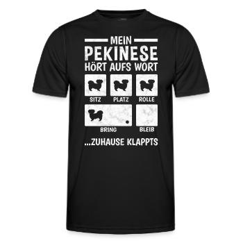 Pekinese Hundetricks Peking-Palasthund - Männer Funktions-T-Shirt - Schwarz - Vorne - AI Model Male 178 dark (178cm)