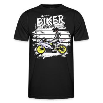 Motorcycle Lifestyle / Motorcycle / Motorcycle biker - Men's Functional T-Shirt - black - Front - AI Model Male 178 dark (178cm)