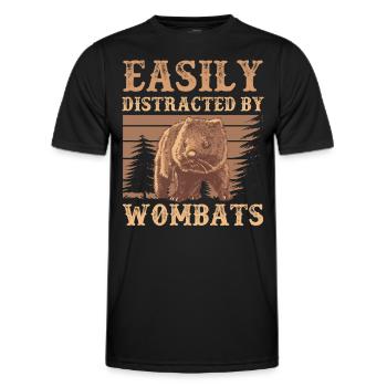 Abgelenkt durch Wombat Australien Beuteltier - Männer Funktions-T-Shirt - Schwarz - Vorne - AI Model Male 178 dark (178cm)