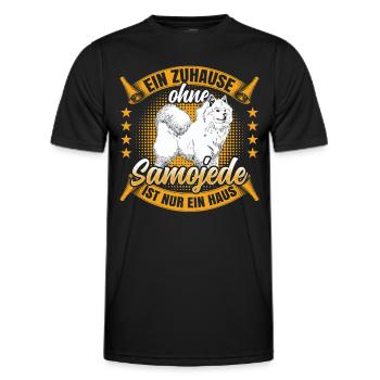 Samojede ist nur ein Haus Samojedenspitz - Männer Funktions-T-Shirt - Schwarz - Vorne - AI Model Male 178 dark (178cm)