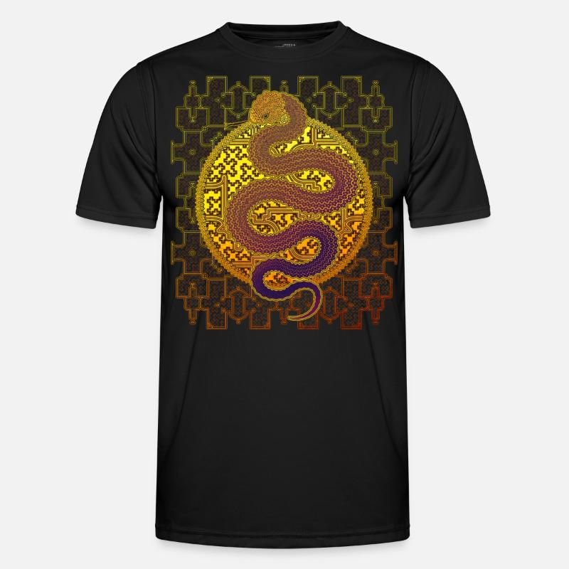 Shipibo Conibo Pattern Ayahuaska Snake Men's Functional T-Shirt