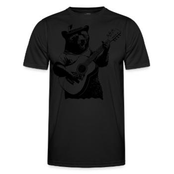 Lustiger Bär spielt Gitarre und singt - Männer Funktions-T-Shirt - Schwarz - Vorne - AI Model Male 178 dark (178cm)