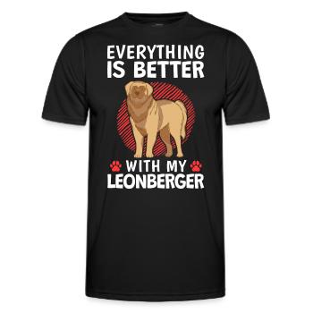 Alles ist besser mit meinem Leonberger - Männer Funktions-T-Shirt - Schwarz - Vorne - AI Model Male 178 dark (178cm)