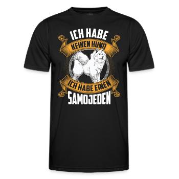 Ich habe einen Samojede Samojedenspitz - Männer Funktions-T-Shirt - Schwarz - Vorne - AI Model Male 178 dark (178cm)