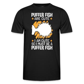 So I'm a puffer fish Giant puffer fish - Men's Functional T-Shirt - black - Front - AI Model Male 178 dark (178cm)
