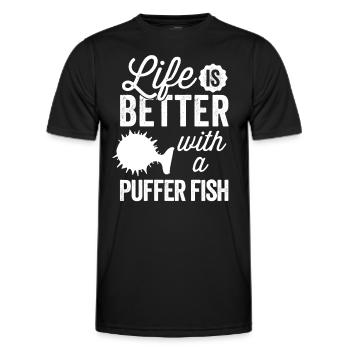 Everything is better with puffer fish Giant puffer fish - Men's Functional T-Shirt - black - Front - AI Model Male 178 dark (178cm)