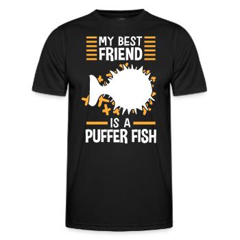 Puffer fish is my friend Giant puffer fish - Men's Functional T-Shirt - black - Front - AI Model Male 178 dark (178cm)