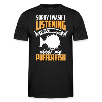 Thinking of puffer fish Giant puffer fish - Men's Functional T-Shirt - black - Front - AI Model Male 178 dark (178cm)