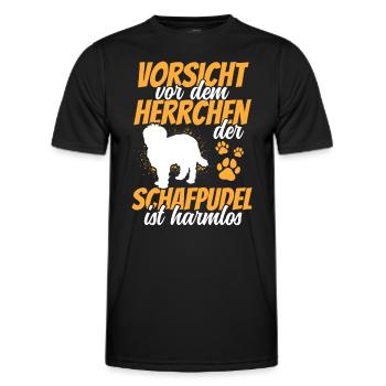 Méfiez-vous du caniche de berger - T-shirt sport Homme - noir - Devant - AI Model Male 178 dark (178cm)