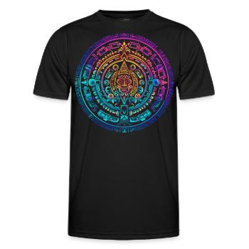 Mystique coloré Aztec Sun Calendar Design - T-shirt sport Homme - noir - Devant - AI Model Male 178 dark (178cm)