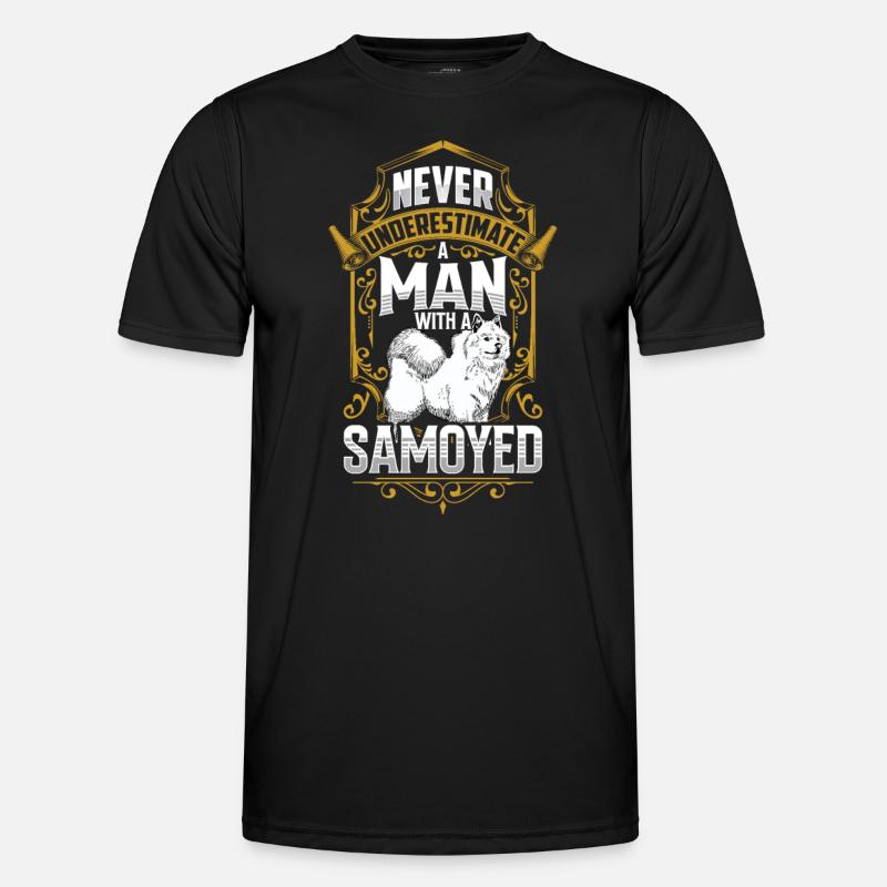 Mann mit Samojede Samojedenspitz - Männer Funktions-T-Shirt - Schwarz