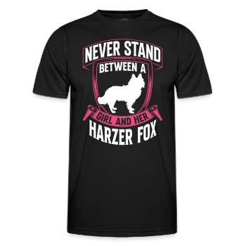 Girl and her Harz Fox Old German Herding Dog - Men's Functional T-Shirt - black - Front - AI Model Male 178 dark (178cm)