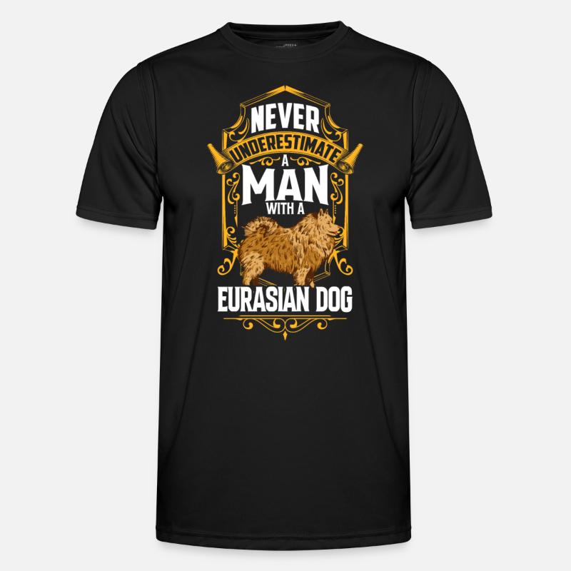 Man with Eurasier Eurasian Spitz Men's Functional T-Shirt