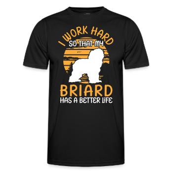 Work for my Briard Berger de Brie - Men's Functional T-Shirt - black - Front - AI Model Male 178 dark (178cm)