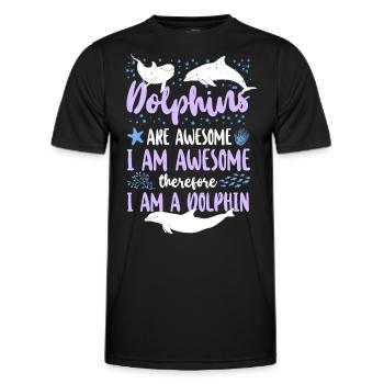 Dolphin Dolphins Are Awesome I Am - Men's Functional T-Shirt - black - Front - AI Model Male 178 dark (178cm)
