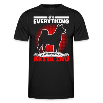 Better with Akita Inu Japanese Akita Inu - Men's Functional T-Shirt - black - Front - AI Model Male 178 dark (178cm)