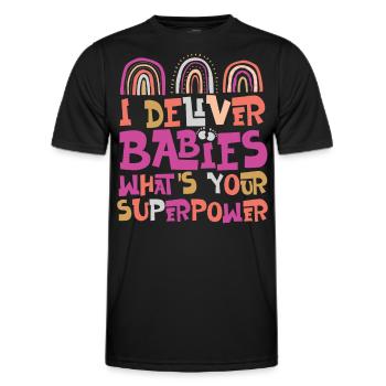 Infirmière spécialisée dans le travail et l’accouchement - T-shirt sport Homme - noir - Devant - AI Model Male 178 dark (178cm)