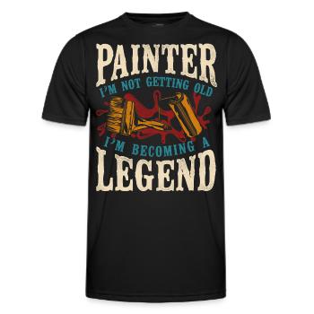 Peintre en bâtiment Peintre décorateur Peintre - T-shirt sport Homme - noir - Devant - AI Model Male 178 dark (178cm)