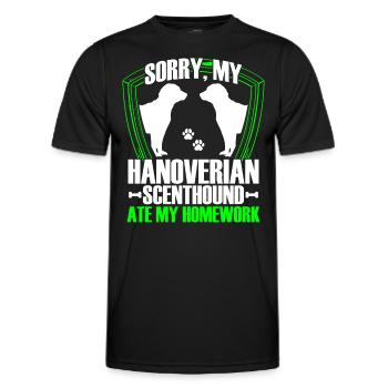 Hanoverian hound has eaten - Men's Functional T-Shirt - black - Front - AI Model Male 178 dark (178cm)