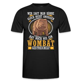 Wombat petting Australia marsupial - Men's Functional T-Shirt - black - Front - AI Model Male 178 dark (178cm)