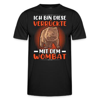 Verrückte mit Wombat Australien Beuteltier - Männer Funktions-T-Shirt - Schwarz - Vorne - AI Model Male 178 dark (178cm)