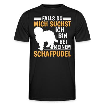 Bin bei meinem Schafpudel Altdeutscher Hütehund - Männer Funktions-T-Shirt - Schwarz - Vorne - AI Model Male 178 dark (178cm)