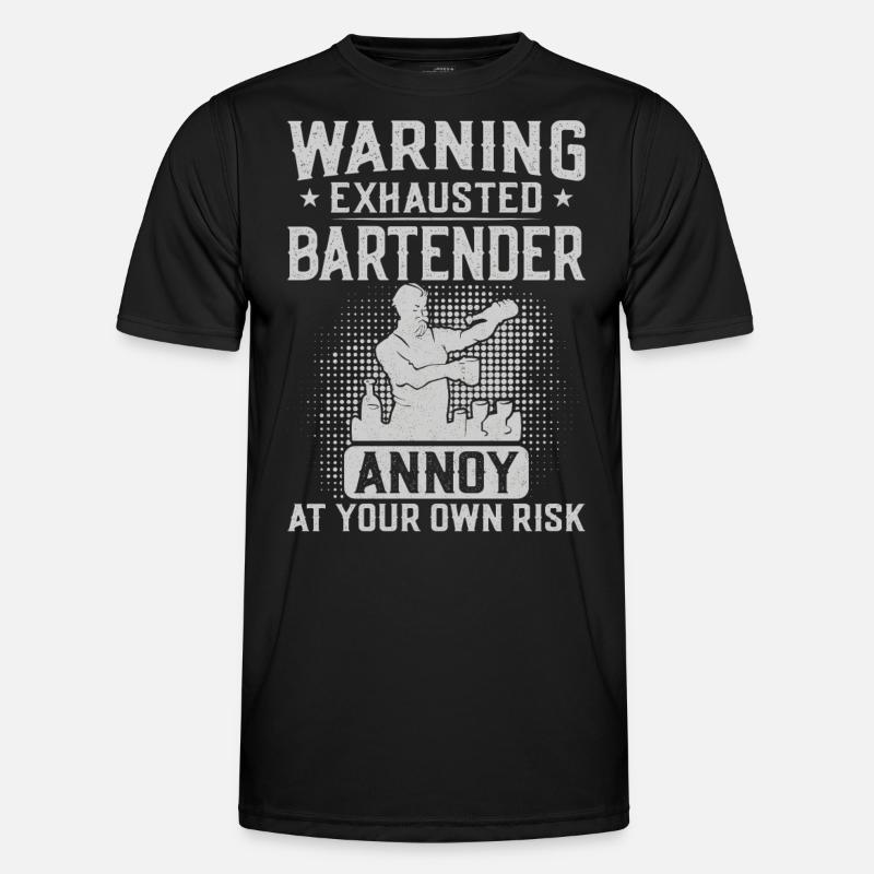 Bartender Mixologist Warning - Männer Funktions-T-Shirt - Schwarz