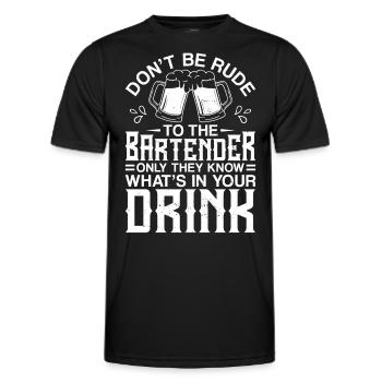 Bartender Mixologist Don't Be Rude - Men's Functional T-Shirt - black - Front - AI Model Male 178 dark (178cm)