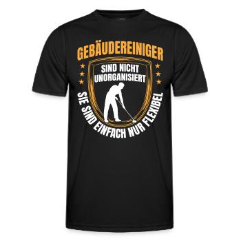 Building cleaners are flexible window cleaners - Men's Functional T-Shirt - black - Front - AI Model Male 178 dark (178cm)