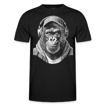 Chemise Gorilla Monkey DJ - T-shirt sport Homme - noir - Devant - AI Model Male 178 dark (178cm)