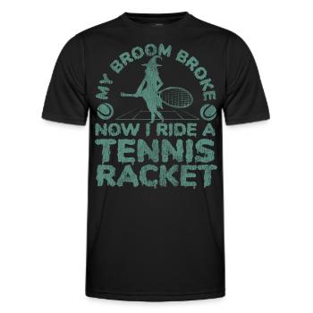 Funny Tennis Player Racket - Männer Funktions-T-Shirt - Schwarz - Vorne - AI Model Male 178 dark (178cm)
