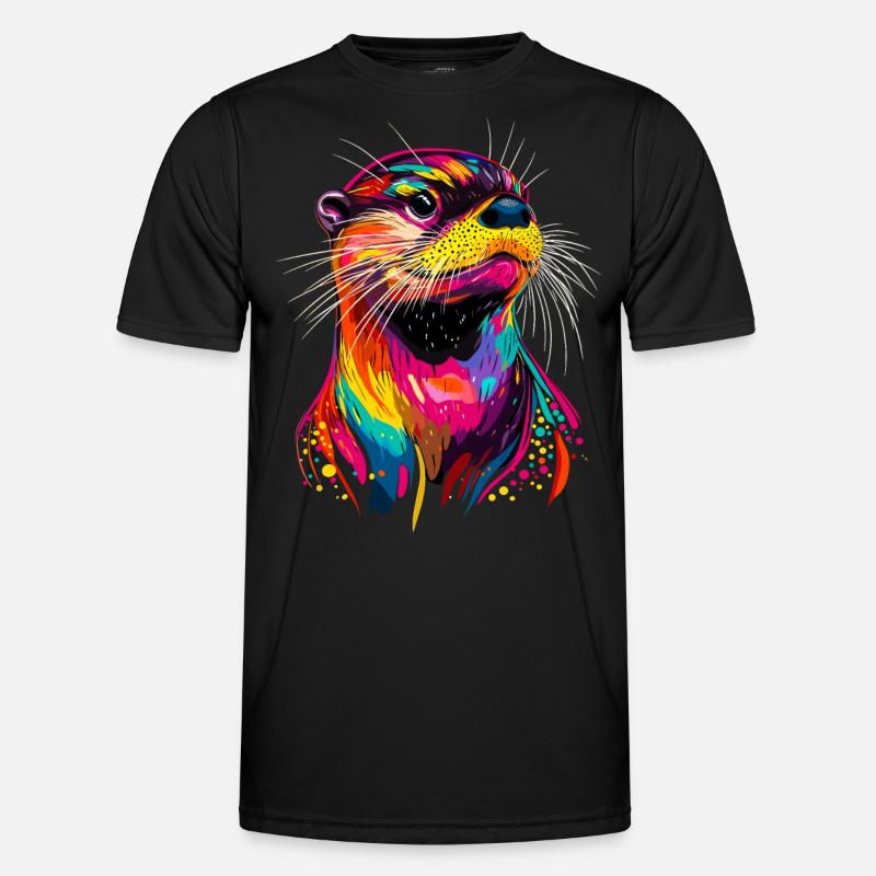 Odder Farverig Regnbue Havodder Mårt Sød Odder - Funktionsshirt til herrer - sort
