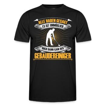 Building cleaner is impossible window cleaner - Men's Functional T-Shirt - black - Front - AI Model Male 178 dark (178cm)