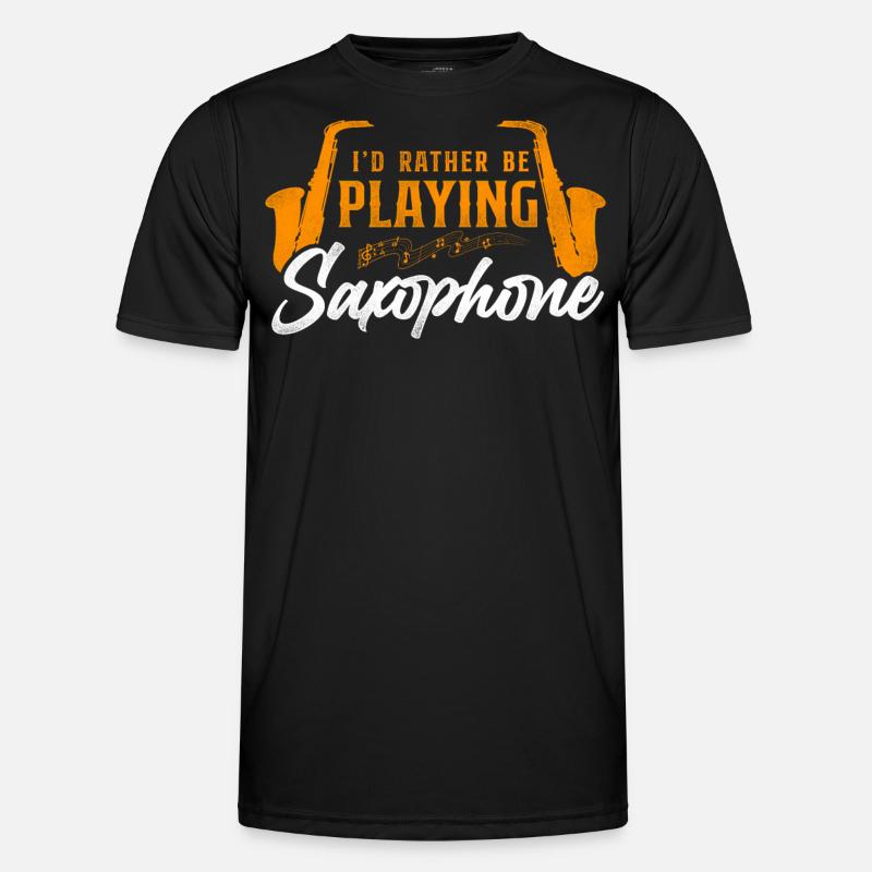 Saxophone I'd Rather Be Playing - Männer Funktions-T-Shirt - Schwarz