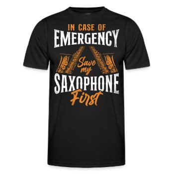 Saxophone en cas d’urgence - T-shirt sport Homme - noir - Devant - AI Model Male 178 dark (178cm)