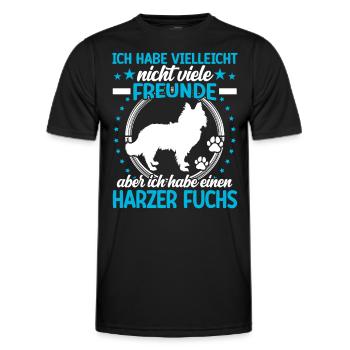 Harz fox is my friend Old German herding dog - Men's Functional T-Shirt - black - Front - AI Model Male 178 dark (178cm)