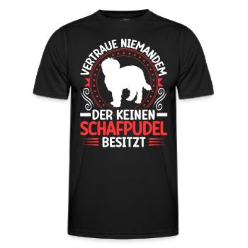 Schafpudel Ich besitze einen Hütepudel - Männer Funktions-T-Shirt - Schwarz - Vorne - AI Model Male 178 dark (178cm)