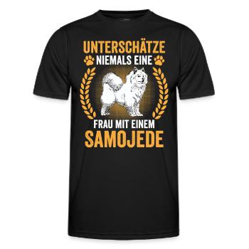 Samojede Samojedenspitz Frau mit Samojede - Männer Funktions-T-Shirt - Schwarz - Vorne - AI Model Male 178 dark (178cm)